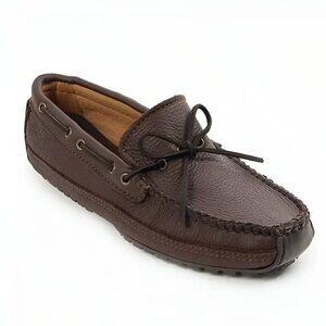 Minnetonka Soft Brown Pebbled Leather Loafers Moccasins Boat Driving Shoes 10